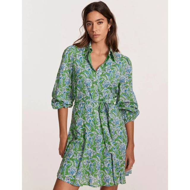 Mint Velvet Floral Shirt Mini Dress, Green/Multi