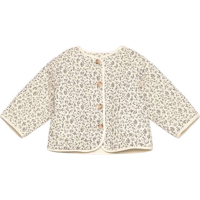 Mango Kids' Floral Print Quilted Cotton Jacket, Light Beige