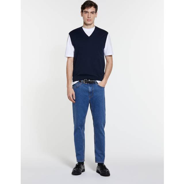 SISLEY Tapered Carrot Fit Jeans, Mid Blue