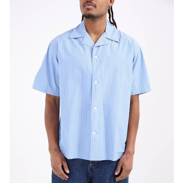 Norse Projects Mens Blue Mads Poplin Stripe Shirt - X-Large