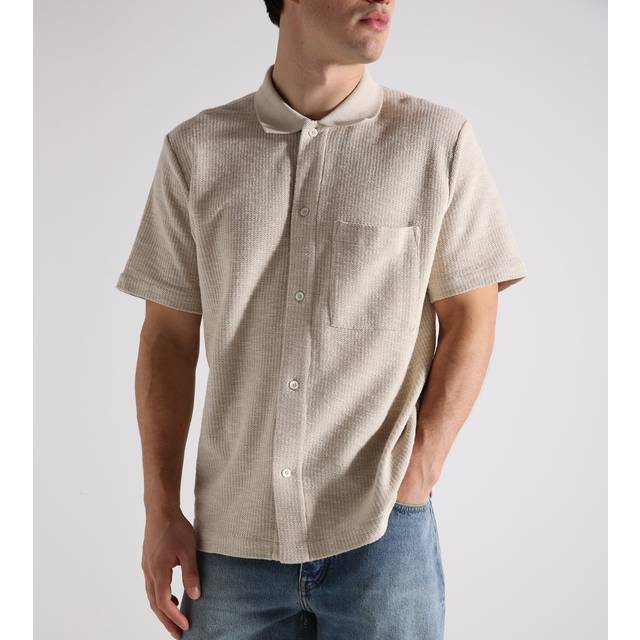 Norse Projects Mens Oatmeal Gustav Crochet Jersey Shirt - Beige - X-Large
