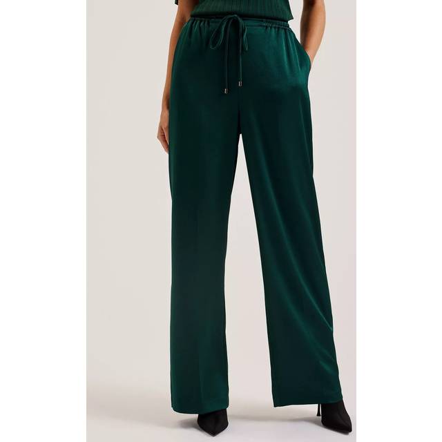 Ted Baker Umaibo Satin Wide Leg Joggers, Dark Green