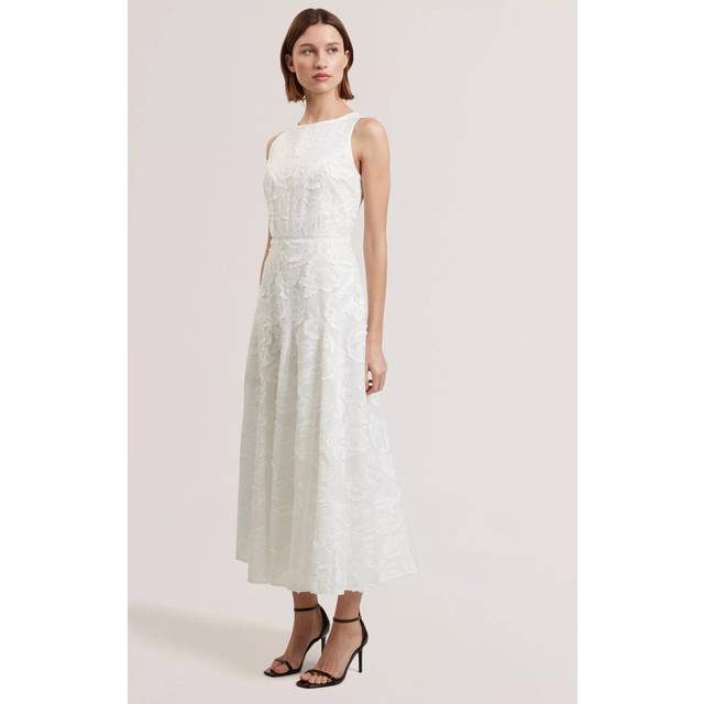 Ted Baker Enkoaa Floral Embroidered A-Line Midi Dress, White