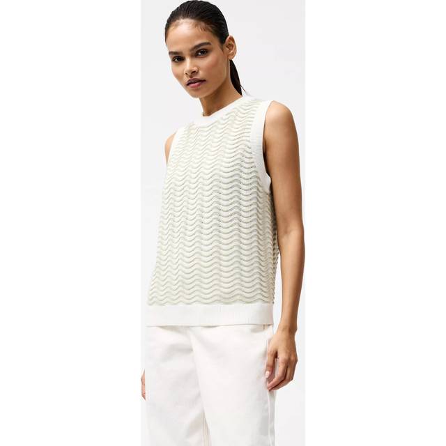 French Connection London Sleeveless Wave Knit Jumper - S, PISTACRM