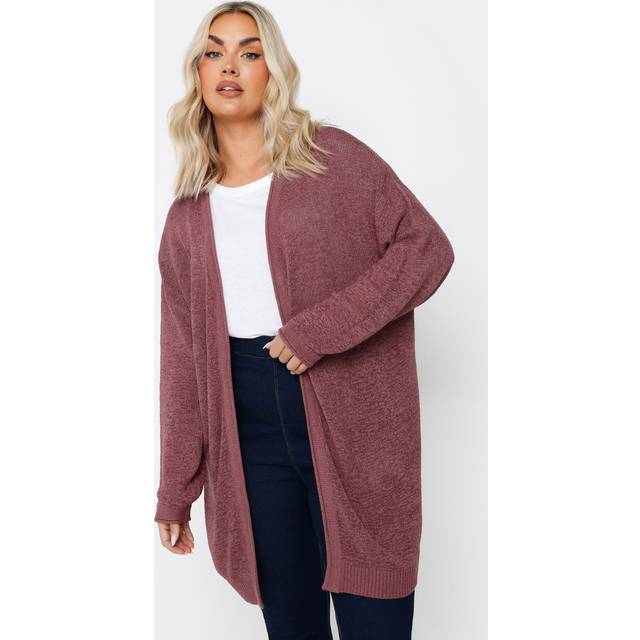 Yours Curve Pink Tape Yarn Midi Cardigan, Women's Curve & Plus Size, Yours - 26-28