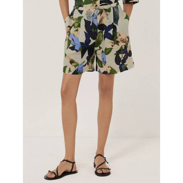 Jigsaw Future Botanic Linen Shorts, Natural/Multi