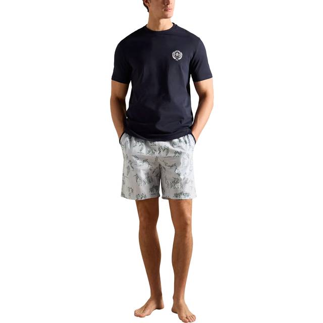 Joules Short Sleeve Top & Shorts Pyjama Set, Navy