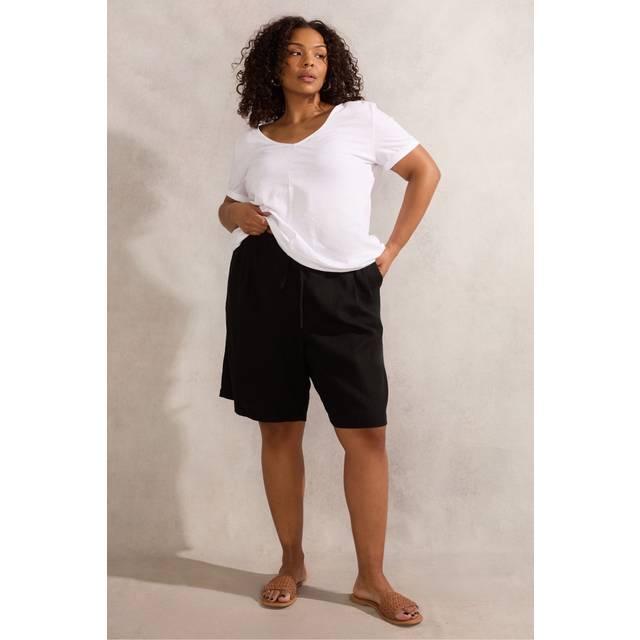 Live Unlimited Curve Linen Blend Bermuda Shorts, Black