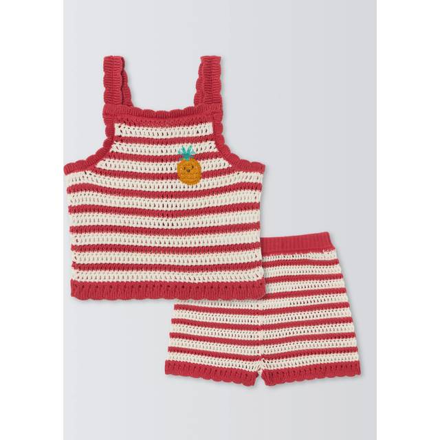 John Lewis Baby Crochet Top and Shorts Set, Red