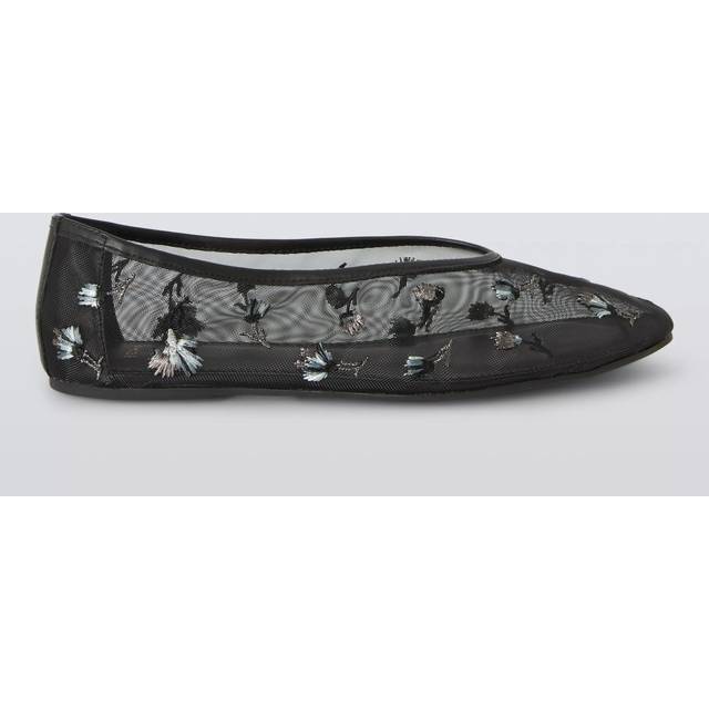 John Lewis Aster Floral Mesh Ballerina Pumps, Black