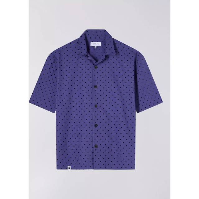 Edwin Saga Cotton Polka Dot Short Sleeve Shirt, Skipper Blue
