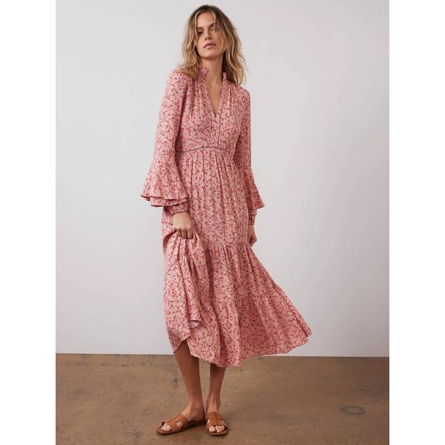Mint Velvet Floral Tiered Maxi Dress, Light Pink