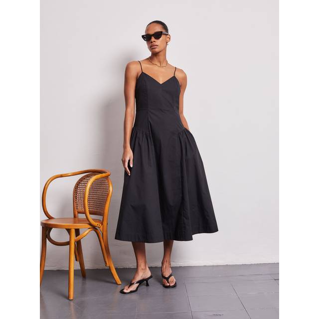 VIVERE Mabel Drop Waist Sun Dress, Black