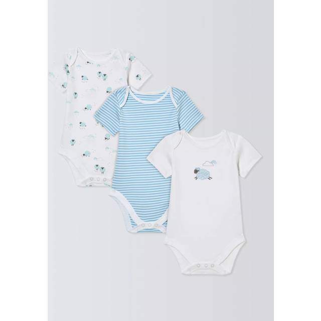 John Lewis Baby Sheep Bodysuits, Pack of 3, Blue