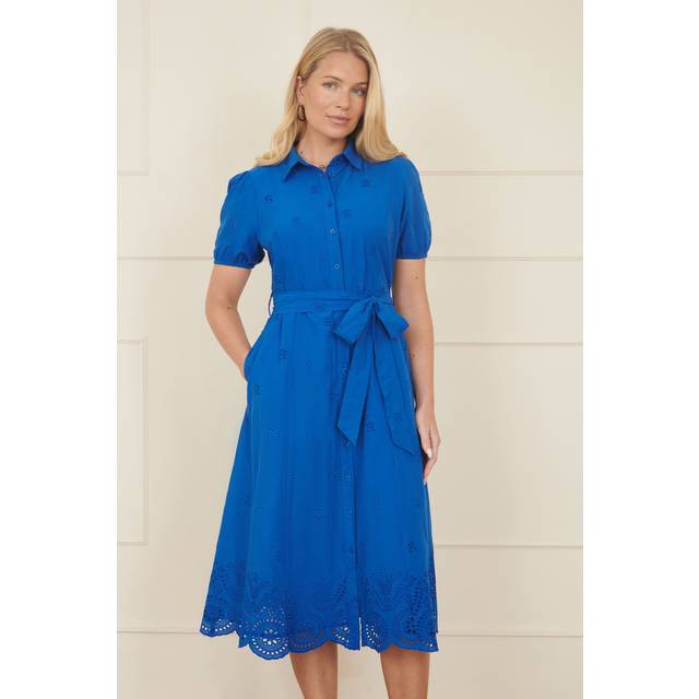 Yumi Cut Out Detail Puff Sleeve Dress, Blue
