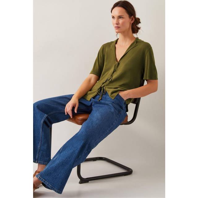 Monsoon Tia Tie Front Cardigan, Green