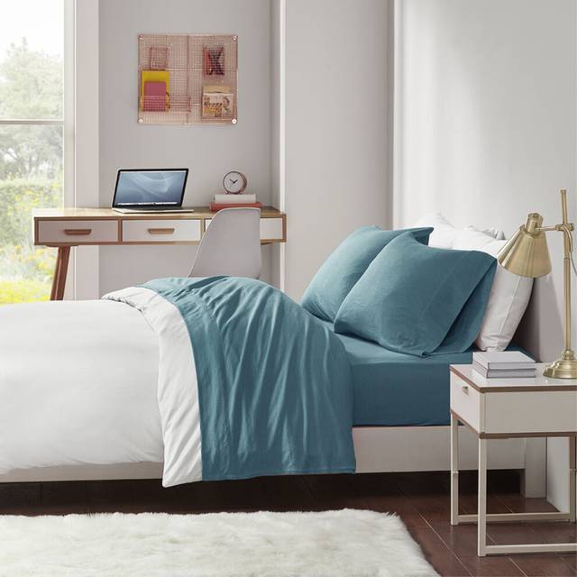 Ultimate Comfort All Season Jersey Knit Cotton Blend Sheet Set - Cozy & Stylish Bedding for Year-Round Comfort - Machine Washable & Snug Fit - Twin Si