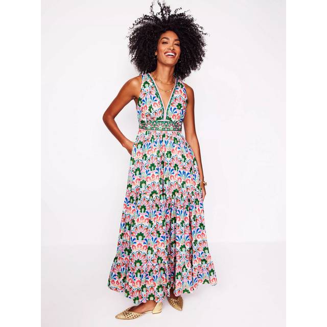 Boden Serena Geometric Tie Maxi Dress, Multi
