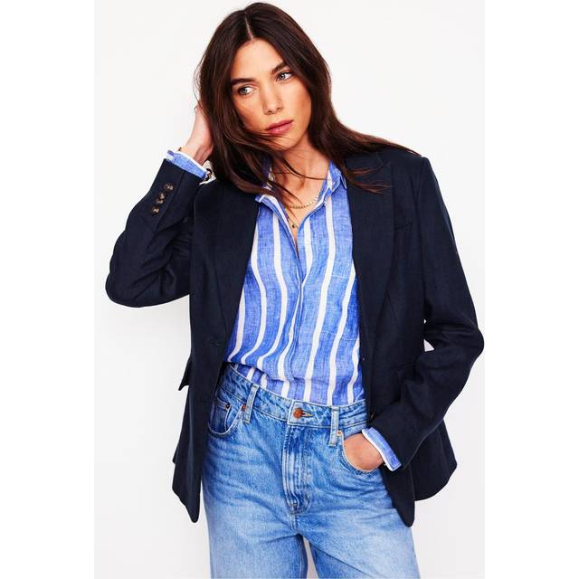 Boden Stamford Pure Linen Blazer, Navy