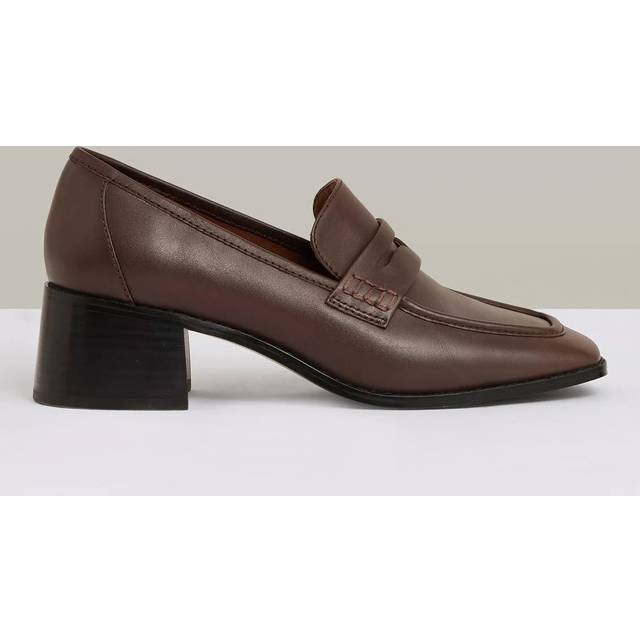 Reiss Heidi Leather Block Heel Loafers
