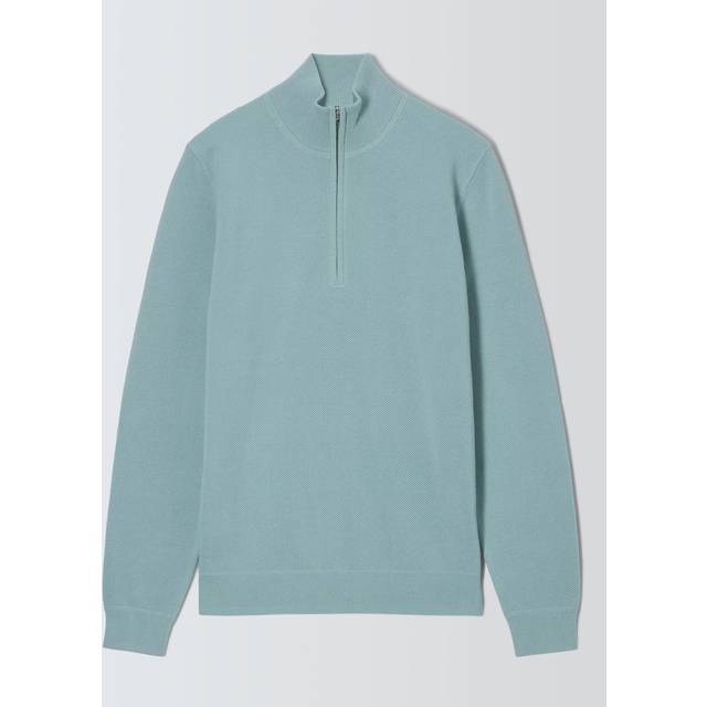 John Lewis Seed Stitch Cotton Knit Half Zip Jumper