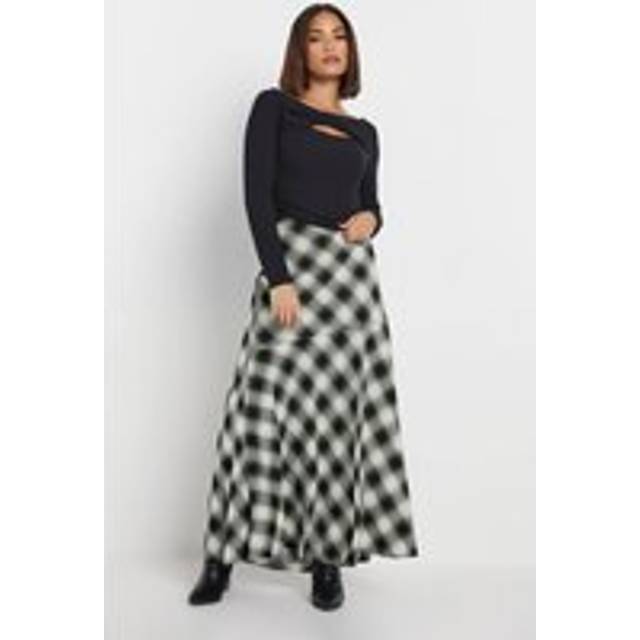 Pixiegirl Black Blurred Check Maxi Skirt 14 Pixiegirl | Petite Women's Maxi Skirts
