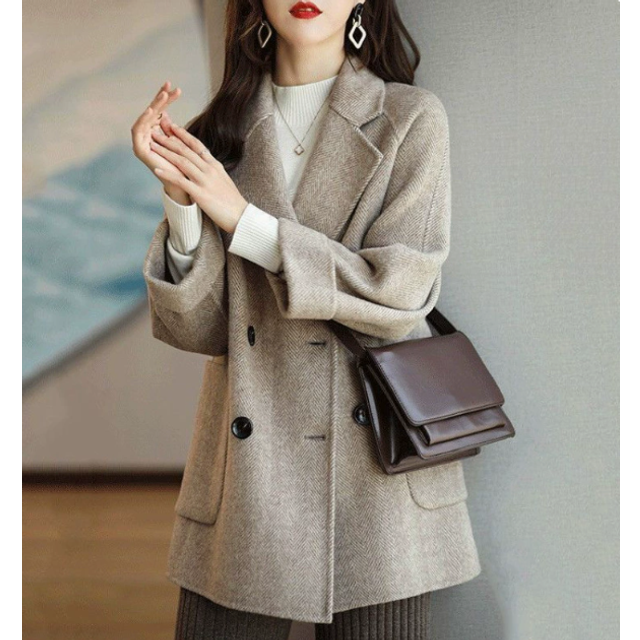 (Khaki regular style, L) Wool Coat Elegance Coats and Jackets Women New In Autumn Winter Jacket Women Korean Style Long Sleeve Office Lady Trench Coat