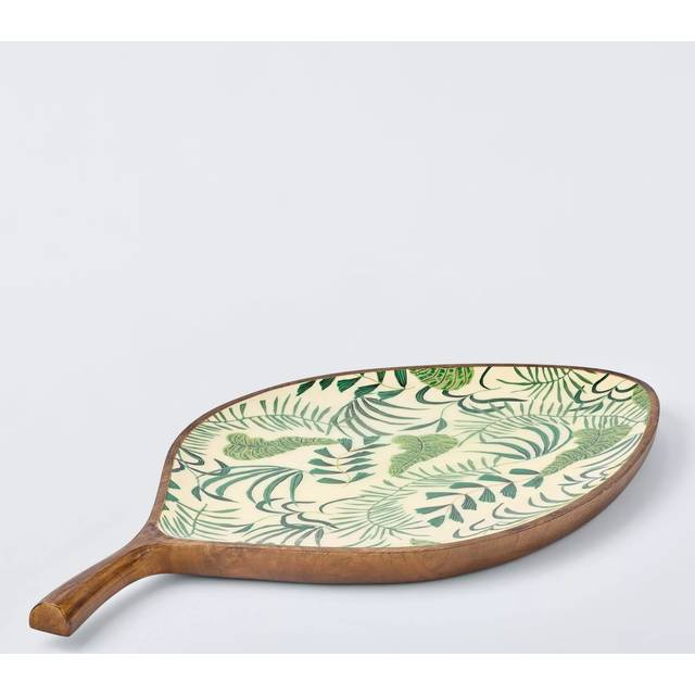 John Lewis Leaf Platter, 65cm, FSC-Certified (Mango Wood), Natural/Green