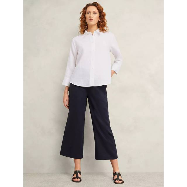 Hobbs Vita Linen Three Quarter Sleeve Shirt, White
