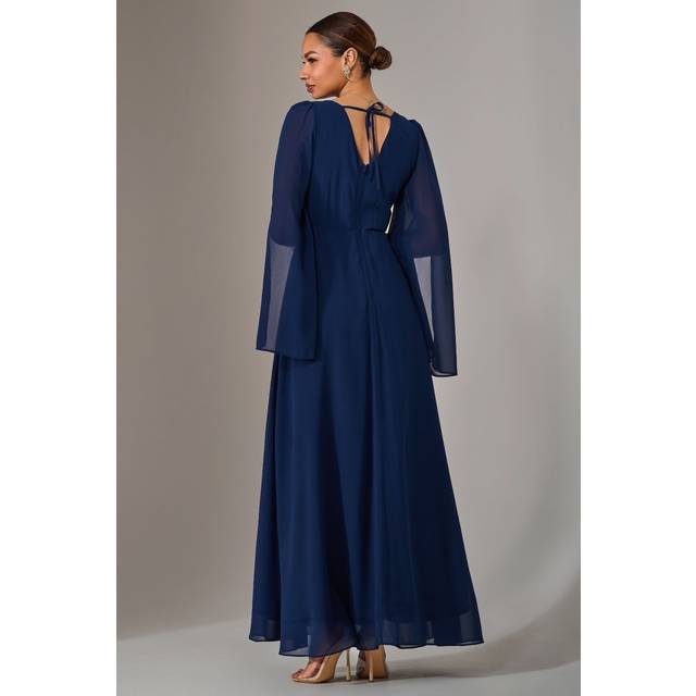 Jolie Moi Chiffon Cap Sleeve Maxi Dress, Navy