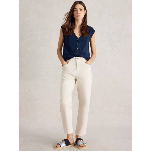 White Stuff Tilly Organic Cotton Rich Tapered Jeans, White