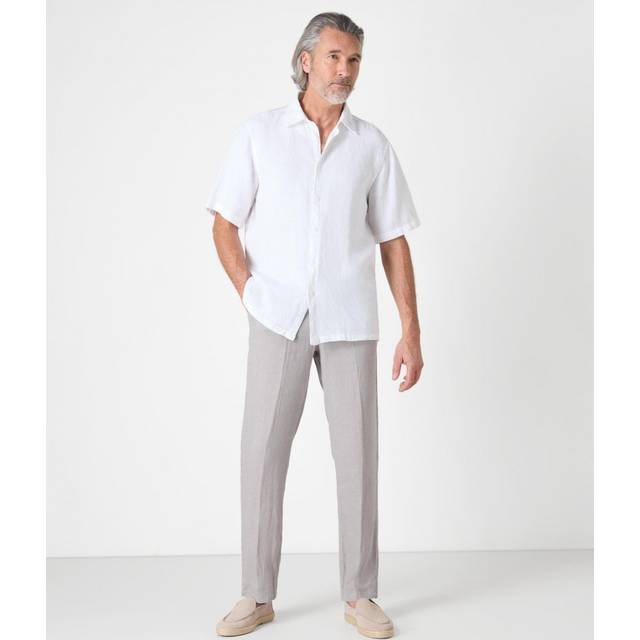 Men's Oliver Sweeney Somerton Mens Short Sleeve Linen Shirt - White - Size: 38/Regular