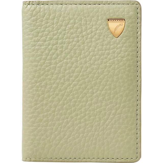 Aspinal of London Double Fold Pebble Leather Card Holder, Pistachio