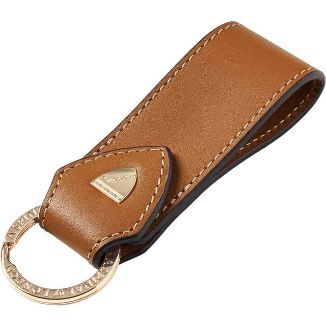 Aspinal of London Small Leather Loop Keyring, Tan