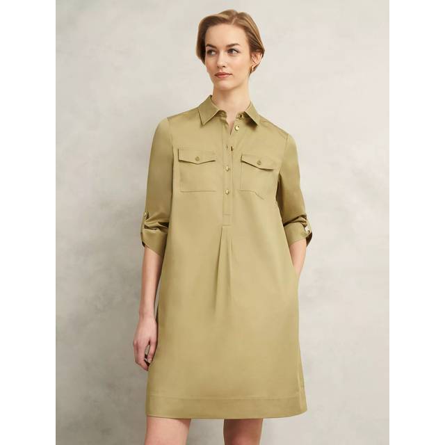 Hobbs Miley Long Sleeve Cotton Blend Collared Shirt Dress