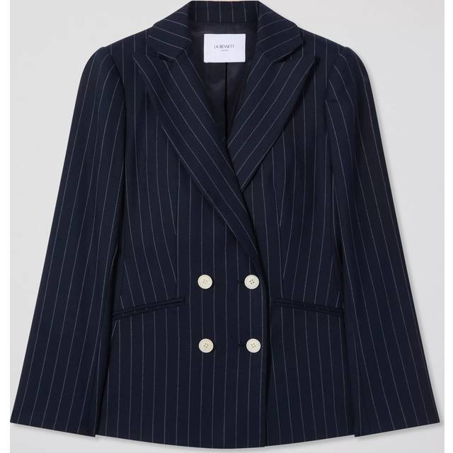 L.K.Bennett Petite Bella Pinstripe Wool Blend Blazer, Navy