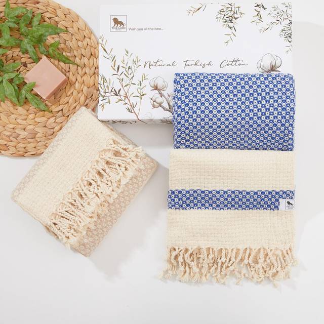 Beach Towel, Bath Towel - 2Pack Luxurious Turkish Towels Set to Make You Feel Special with Unique Design. Lightweight, Quick Drying and Ultrasoft