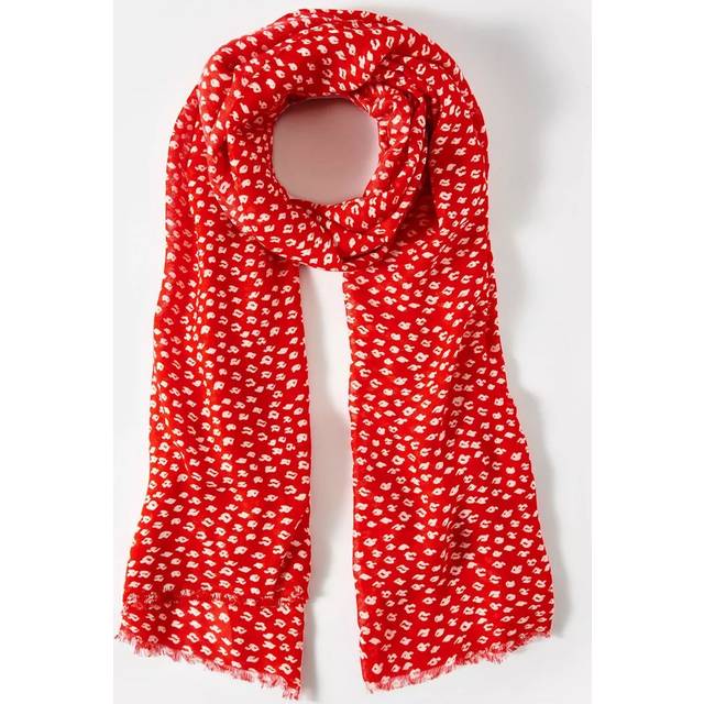 Mint Velvet Poppy Print Scarf, Red