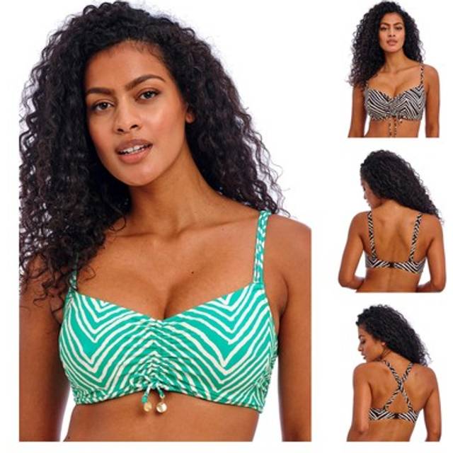 Freya Fiji Falls Underwired Bralette Bikini Top - Black/white, Black, Size 30D, Women