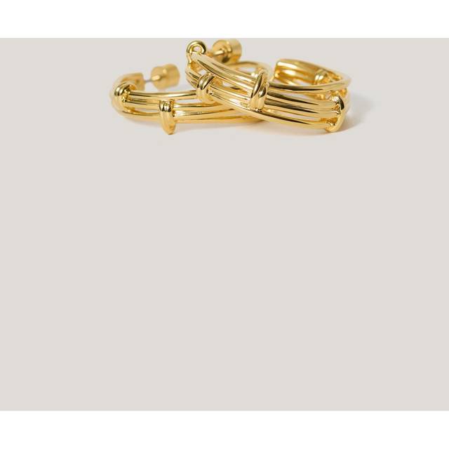 Jigsaw 24ct Gold Plated Dainty Loops Hoop Earrings, Gold
