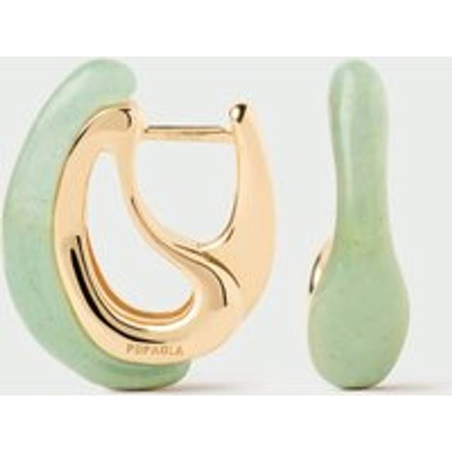 PDPAOLA 18ct Gold Plated Aventurine Wavy Hoop Drop Earrings, Yellow Gold