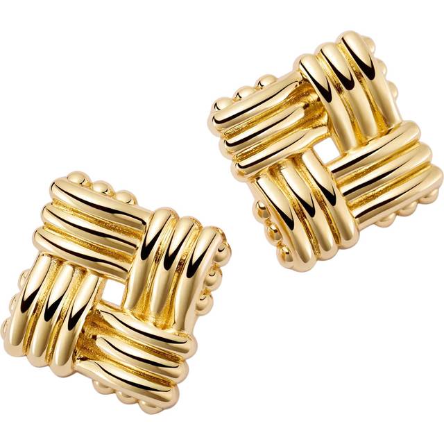 Daisy London Daisy x Polly Sayer Oversized Lattice Stud Earrings, Gold