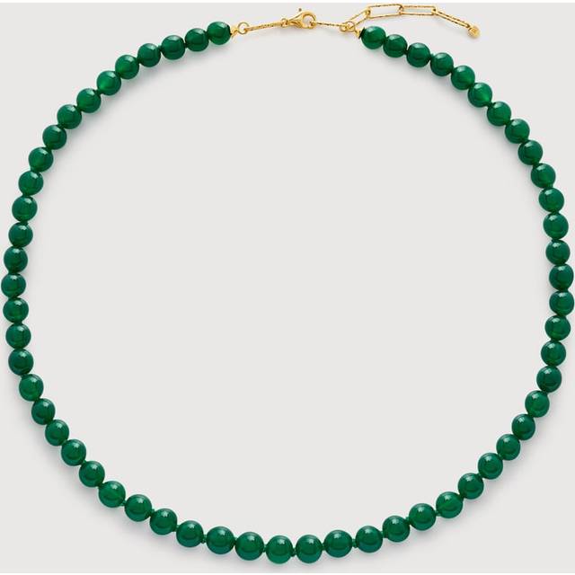 Monica Vinader Bead Necklace, Green Onyx/Gold
