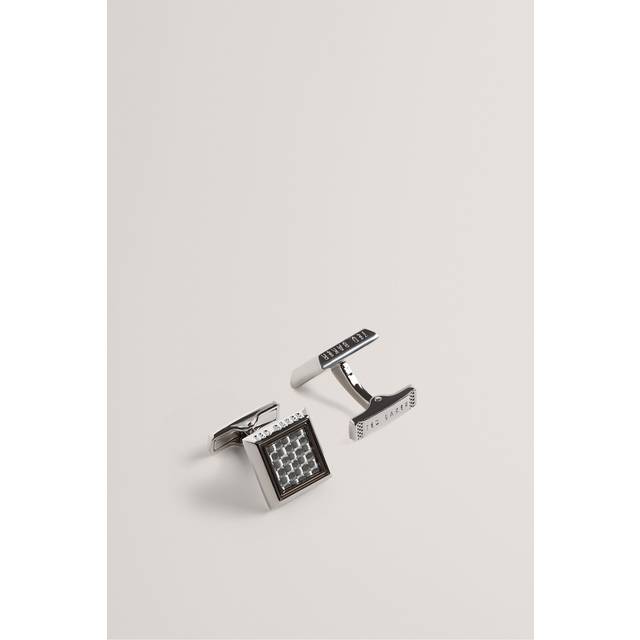 Ted Baker Carder Carbon Fibre Cufflinks, Silver