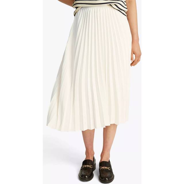 Tommy Hilfiger Fluid Pleated Pull On Midi Skirt, Ivory Petal