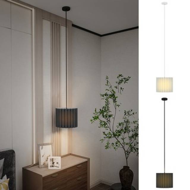 Homcom Linen Pendant Light, Modern Wave Ceiling Light Shade, E27 Lampshade For Living Room, Bedroom, Kitchen, Hallway, Black