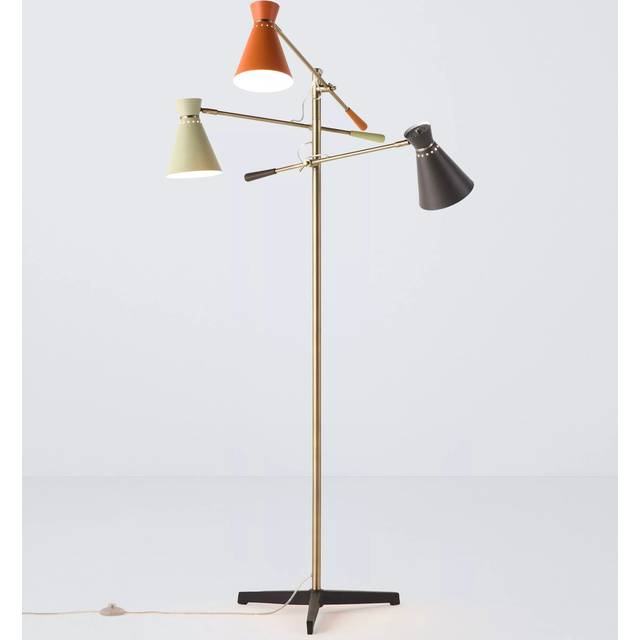 John Lewis Bauhaus Adjustable 3-Arm Floor Lamp, Multi