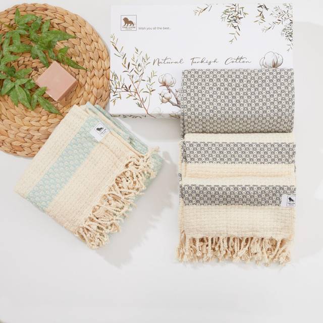 Beach Towel, Bath Towel - 2Pack Luxurious Turkish Towels Set to Make You Feel Special with Unique Design. Lightweight, Quick Drying and Ultrasoft