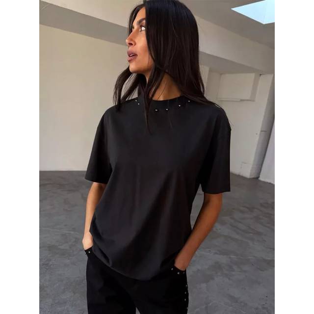 Never Fully Dressed Stud Neck T-Shirt