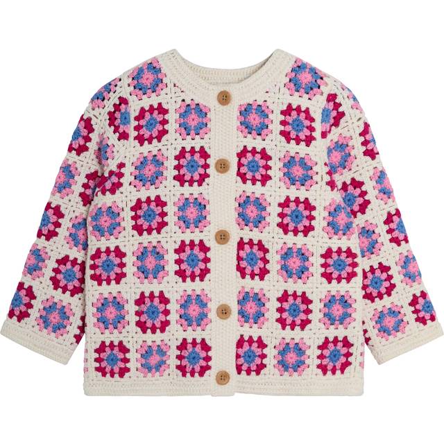 JoJo Maman Bébé Kids' Crochet Cardigan, Pink